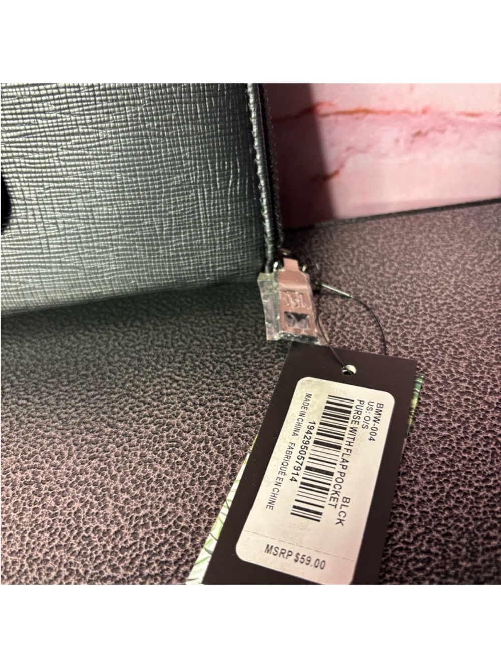 Badgley Mischka Black Zip Around Wallet with Monogram Accent - Picture 2 of 6